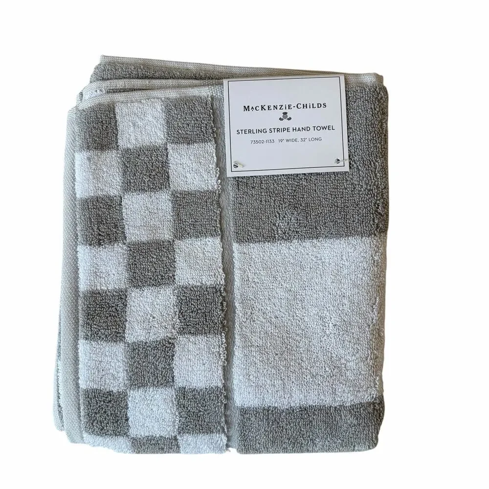 Mackenzie Childs Sterling Stripe Hand Towel 19x32 NEW